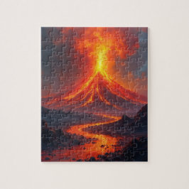 vulkanutbrott med lavaflöden pussel