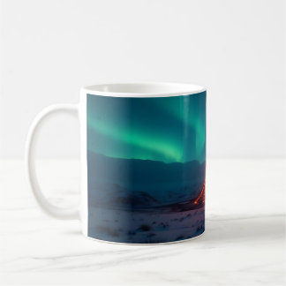 Vulkanutbrott under Auroran Borealis Kaffemugg