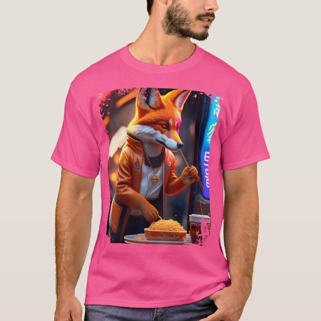 Vulpes Eating Ramen Anthro Fox Ar T Shirt (Framsida)