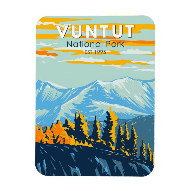 Vuntut National Park Canada Travel Art Vintage Magnet (Vertikal)