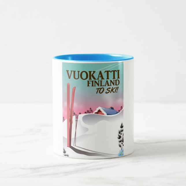 Vuokatti Finland skidposter Två-Tonad Mugg (Center)