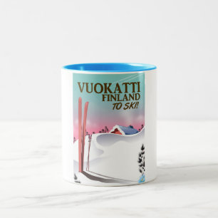 Vuokatti Finlands skidposter Två-Tonad Mugg