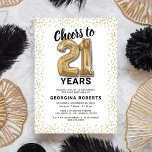 Vuxen 21:a födelsedag Vita Guld Inbjudningar<br><div class="desc">Elegant 21 födelsedagsfest inbjudan med en enkel vit bakgrund som kan ändras till vilken färg som helst,  guld glatt glitter,  tjugoen helliumballonger i guld och en modern textmall för firande på 21-årsdagen som är lätt att anpassa.</div>