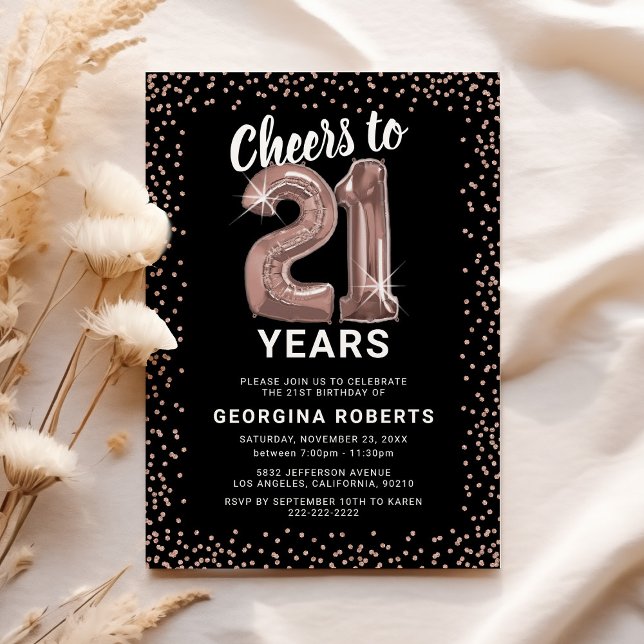 Vuxen 21-årsdag Rose Guld Inbjudningar (Skapare uppladdad)