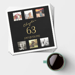 Vuxen 6 Photo Black Guld Birthday Pappersservett