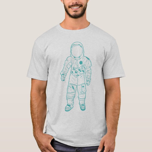Vuxen astronautAqua T-shirt (Framsida)