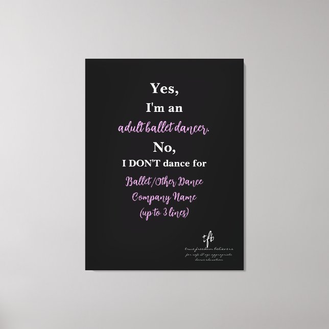 Vuxen Ballet Dancer Blek Plum/White Text Lg. Canvastryck (Framsida)