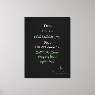 Vuxen Ballet Dancer Sage/White Text Lg. Canvastryck