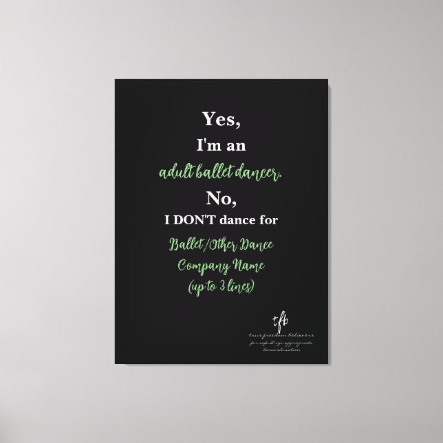 Vuxen Ballet Dancer Sage/White Text Lg. Canvastryck (Framsida)