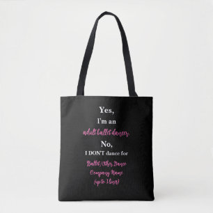 Vuxen Ballet Dancer Shock rosa/vit text Tygkasse