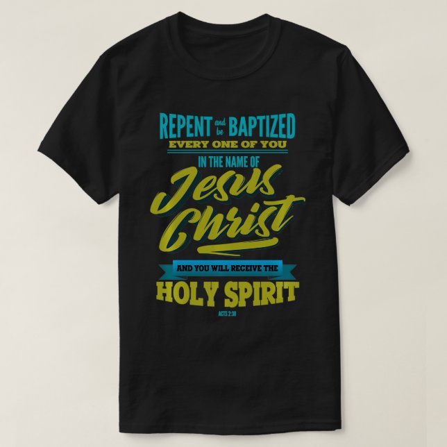 Vuxen Baptism i Jesus Kristus Heliga Spirit T Shirt (Design framsida)