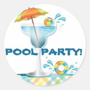 Vuxen Bassäng sommarcocksvans Sticker Party Runt Klistermärke