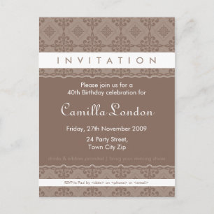 VUXEN BIRTHDAY INVITATION: P6, ornatalt mönster Inbjudan Vykort