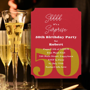 Vuxen Birthday Red Surprise Party Inbjudningar