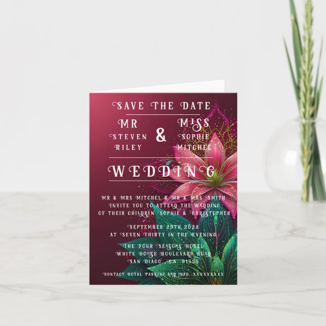 Vuxen Blommigt Bröllopsvit Inbjudan (Framsida)