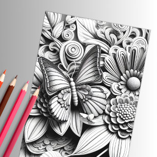 Vuxen Blommigt Butterfly 3D-färgning Poster