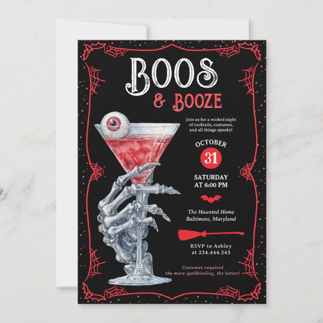 Vuxen Boos & Sprit, Spooky Halloween fest Inbjudningar (Framsida)