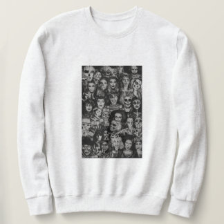 Vuxen BW Halloween Collage Crew Sweatshirt