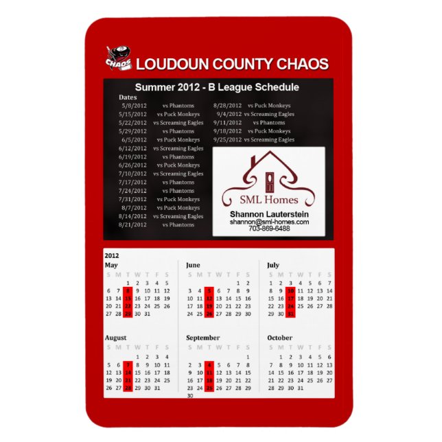 Vuxen Chaos - Sommaren 2012 B League Schedule Magn Magnet (Vertikal)