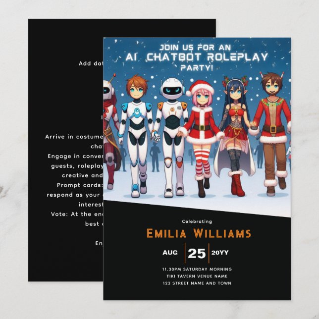 VUXEN Chatbot Roleplay Party Anime Robot jul Inbjudningar (Fram/baksida)