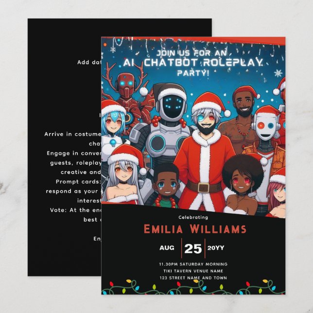 VUXEN Chatbot Roleplay Party Anime Robot jul Inbjudningar (Fram/baksida)