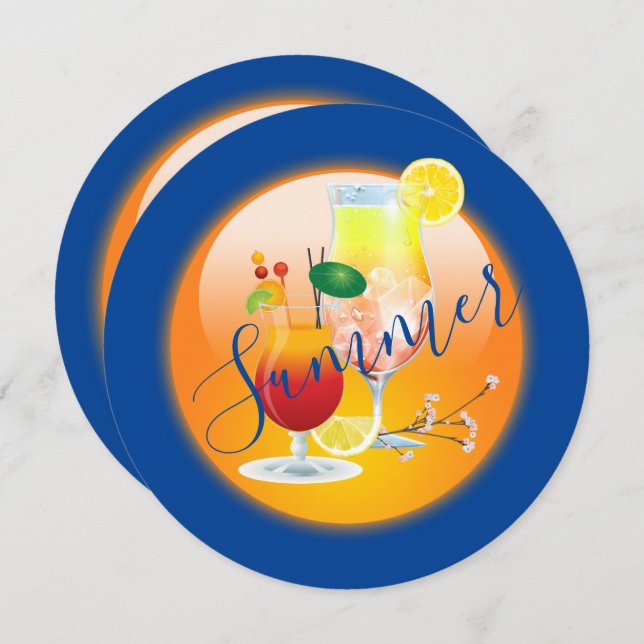 Vuxen cocktails sommartropiska Hawaii party Inbjudningar (Fram/baksida)