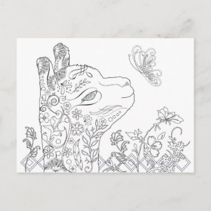 Vuxen Coloring Alpaca Butterfly DIY Postcards Vykort