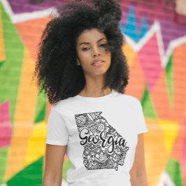 Vuxen Coloring Georgia Line Art Mandala Karta T Shirt