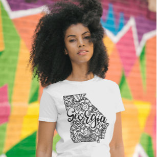 Vuxen Coloring Georgia Line Art Mandala Karta T Shirt