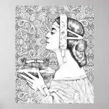 Vuxen Coloring Grayscale Mandala Vintage Women