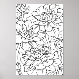 Vuxen Coloring Lotus Flowers 1 Poster