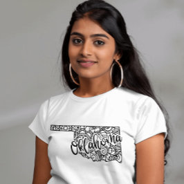 Vuxen Coloring Oklahoma Line Art Mandala Karta T Shirt