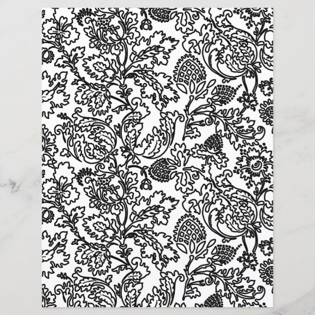 Vuxen Coloring Page - Jacobean Blommigt Damask (Framsida)
