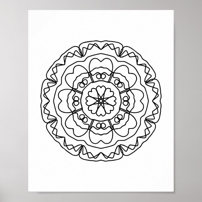 Vuxen Coloring Page Mandala Poster DIY Wall Art (Framsidan)