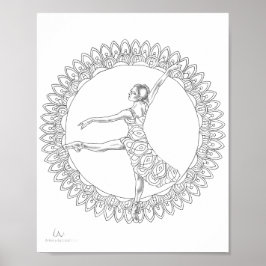 Vuxen Coloring Poster Ballerina Mandala Dancer