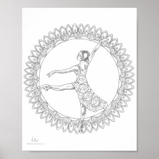 Vuxen Coloring Poster Ballerina Mandala Dancer