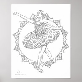 Vuxen Coloring Poster Ballerina Mandala Dancer