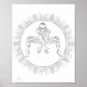 Vuxen Coloring Poster Mandala Dancing Dancer