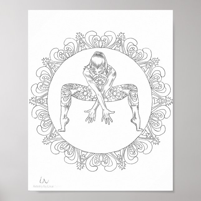 Vuxen Coloring Poster Mandala Dancing Dancer (Framsidan)