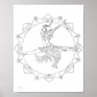 Vuxen Coloring Poster Mandala Jazz Dancer