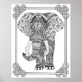 Vuxen Coloring Poster "Proud Elephant Art"