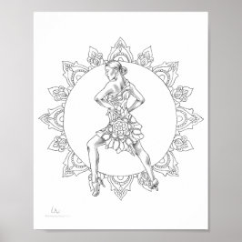 Vuxen Coloring Poster Salsa Mandala Dancer