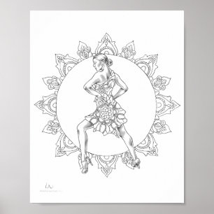 Vuxen Coloring Poster Salsa Mandala Dancer