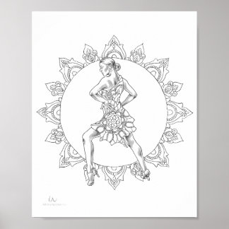 Vuxen Coloring Poster Salsa Mandala Dancer