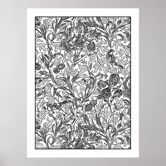 Vuxen Coloring Poster William Morris Iris Mönster (Framsidan)