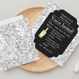 Vuxen Coloring Vin Party ・ Blommigt Inbjudningar