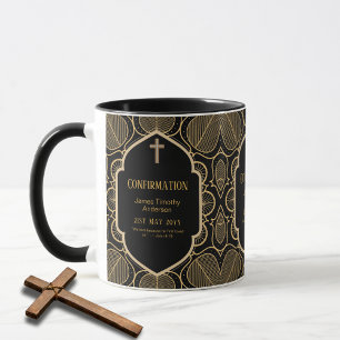 Vuxen CONFIRMATION Gift Black Guld Male Mugg