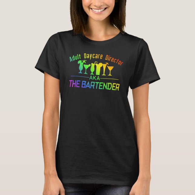 Vuxen dagvårdschef Bartender T Shirt (Framsida)