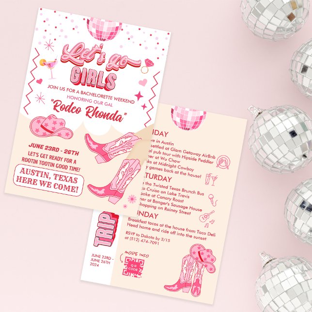 Vuxen Disco Cowgirl Bachelorette Helg Inbjudningar (Skapare uppladdad)
