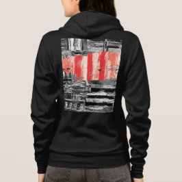Vuxen dragkedja hoodie – rött pulserande abstrakt t shirt